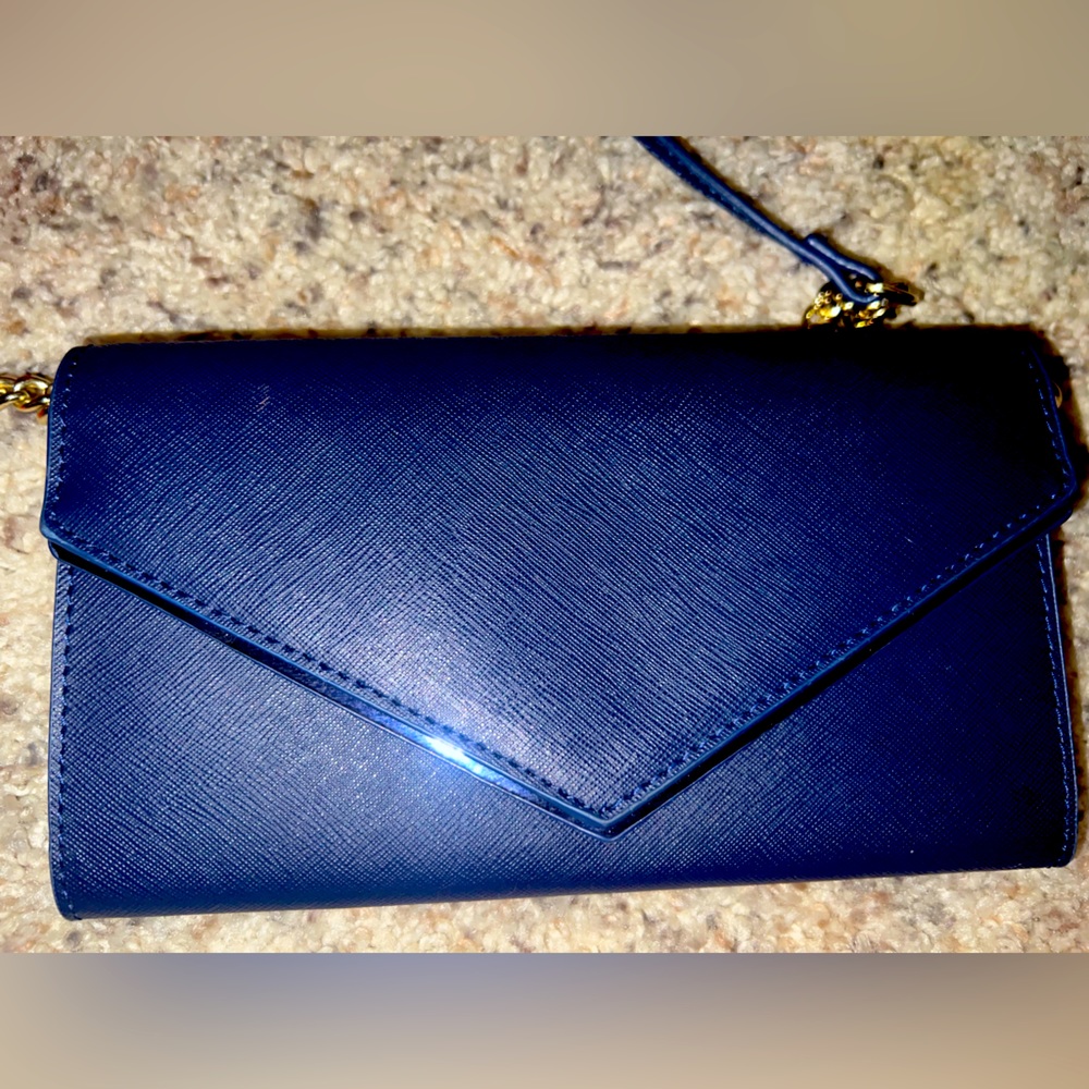 Small blue New York & Company wallet/clutch with removable strap